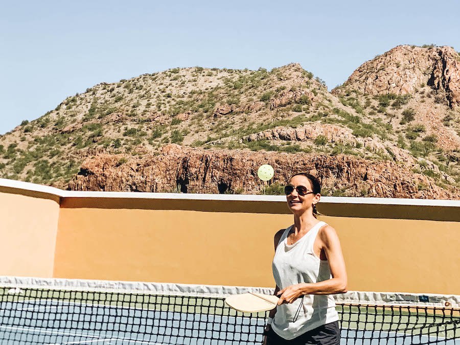 Annette White Playing pickleball at Villa del Palmar