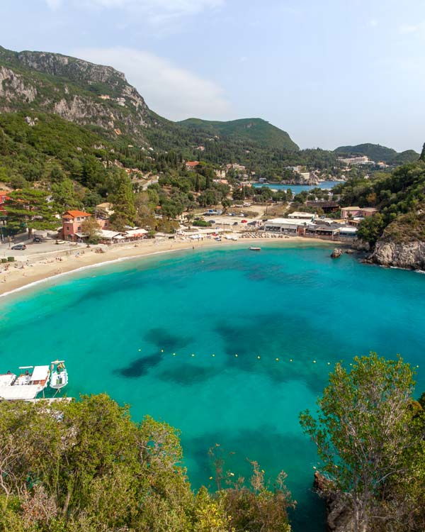 A beautiful blue and green bay in Corfu