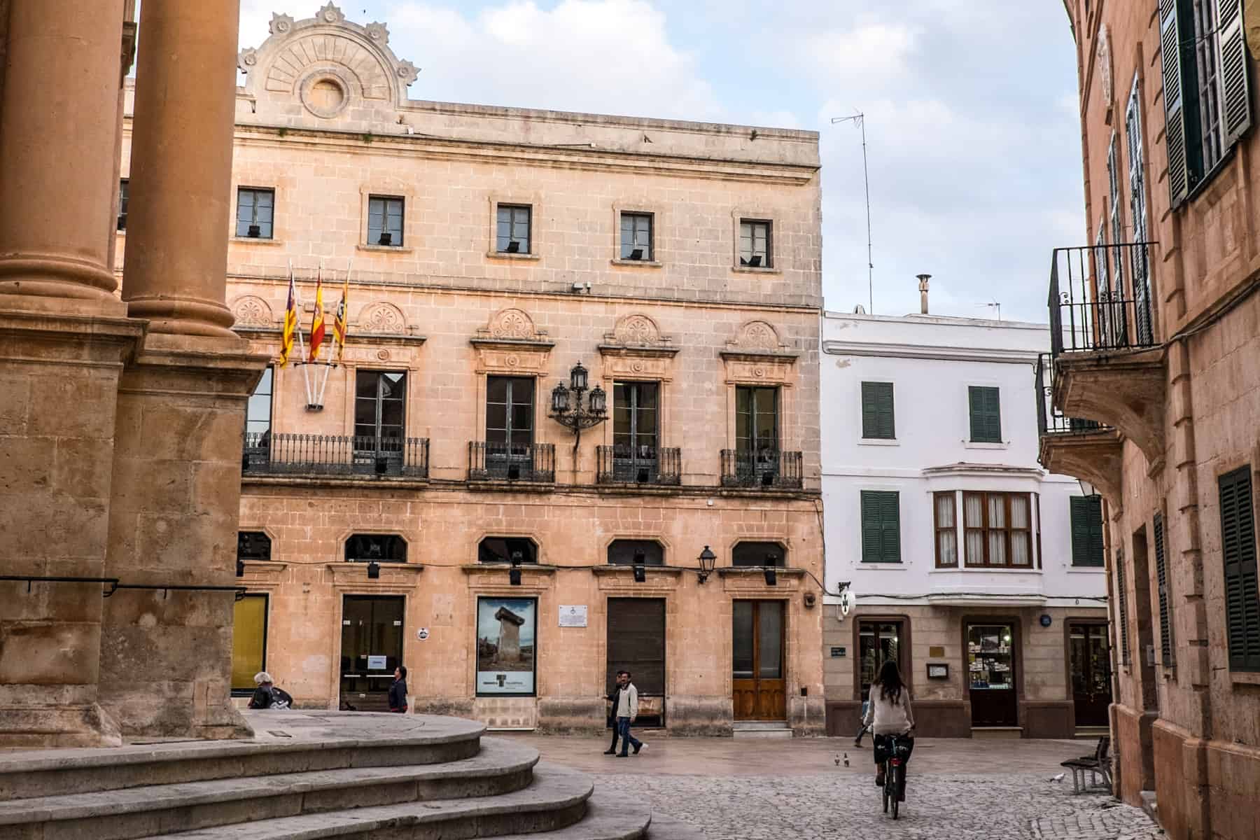 The golden columns and structures in the old town of Ciutadella in Menorca. 