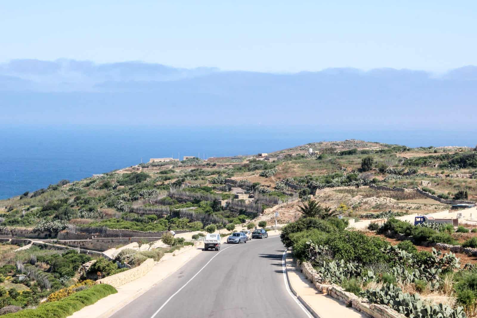 A long road on Malta island where visitor can take a road trip 