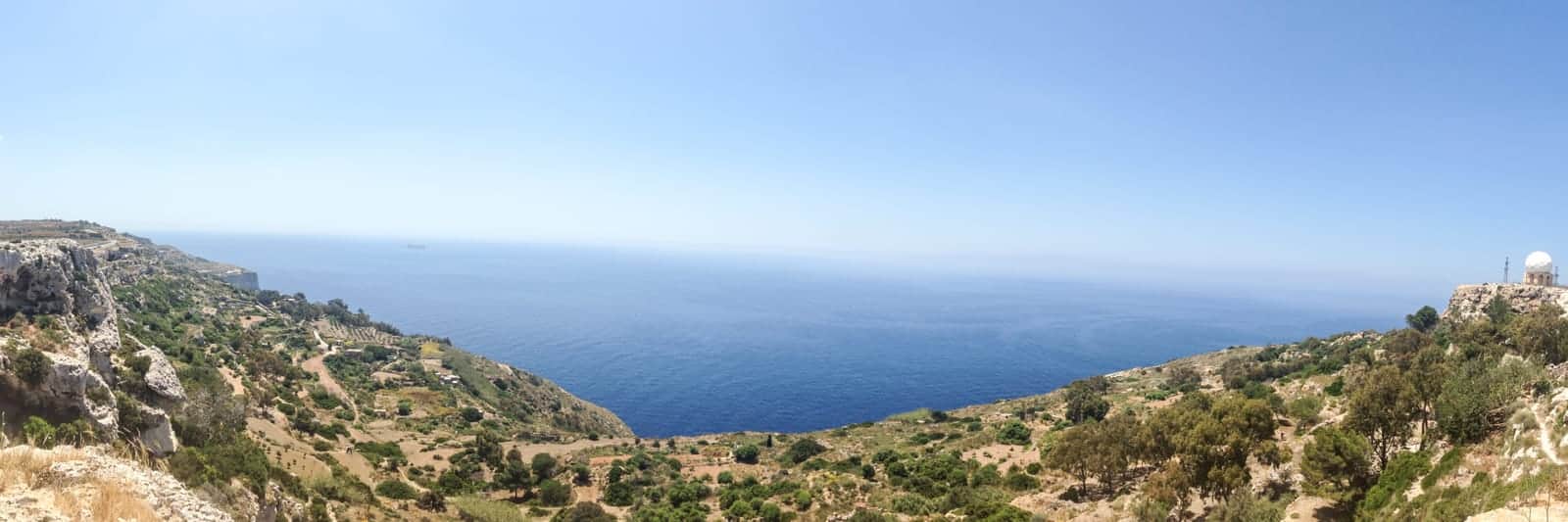 Panoramic view from the top of the Dingli Cliffs in Malta