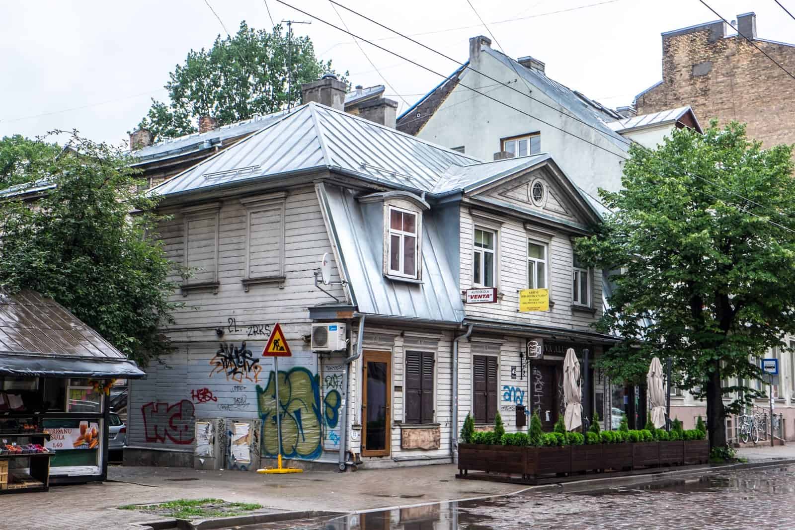 A typical old wooden house in Riga transformed into an arts and events space