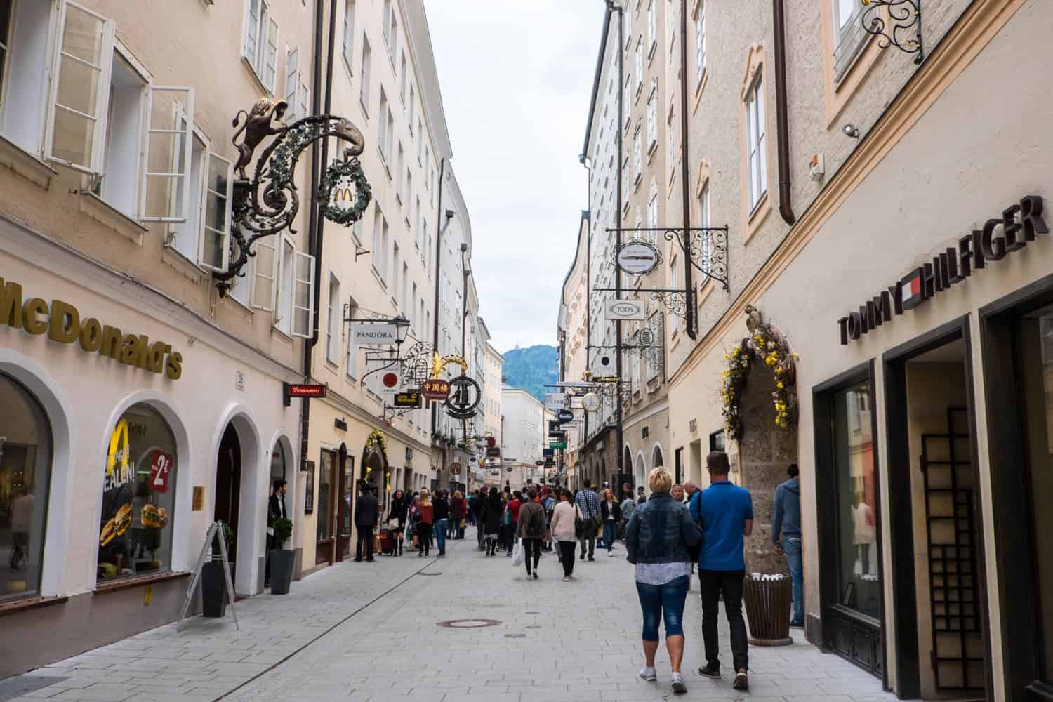Getreidegasse shopping mile in Salzburg, Austria