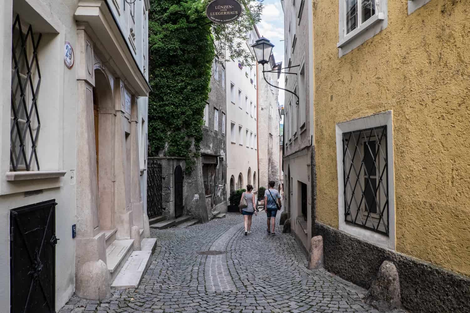 Steingasse (stone street) in Salzburg, Austria