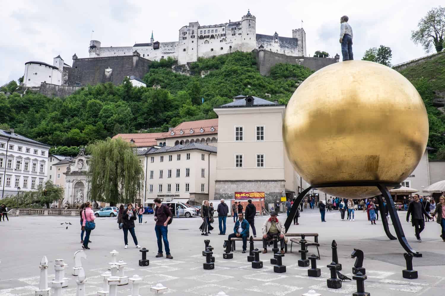 Modern artworks in the street in Salzburg, Austria