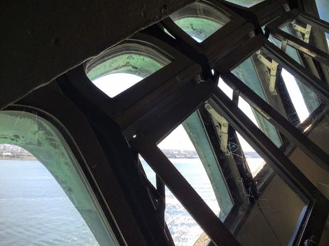 vandalised viewing windows inside the statue of liberty crown