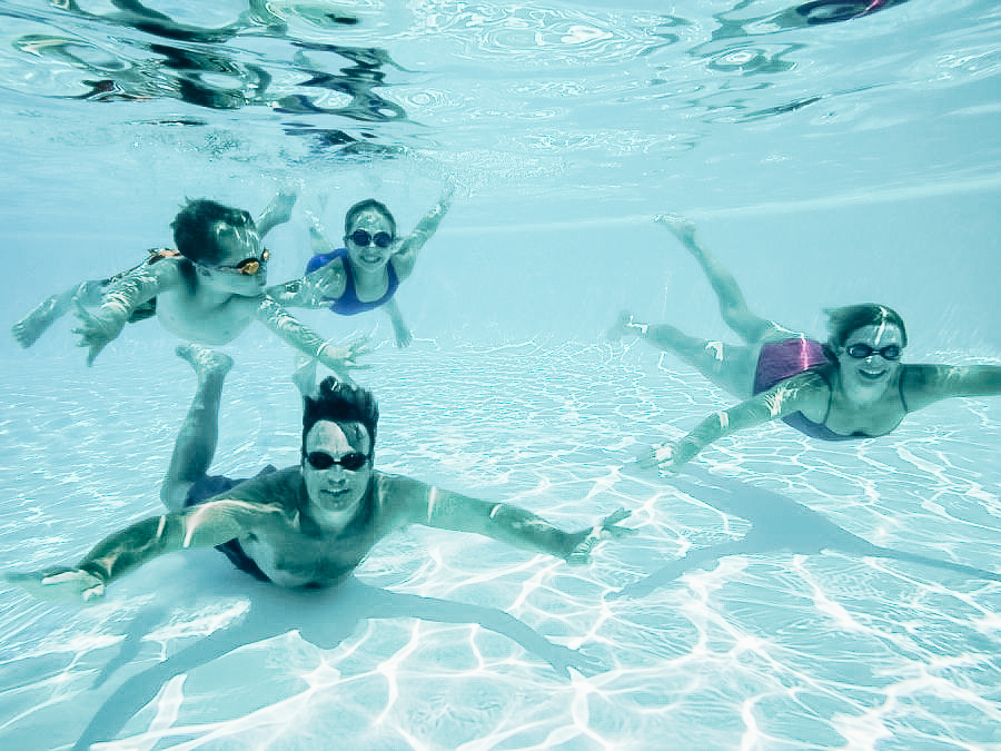 Family swimming