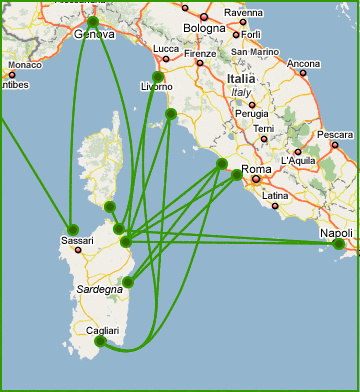 Sardinia routes by boat from mainland