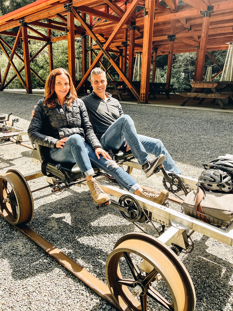 Annette and Peter on Railbikes