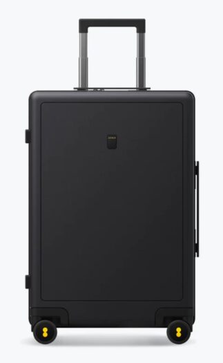 level 8 textured carry on case with wheels in black