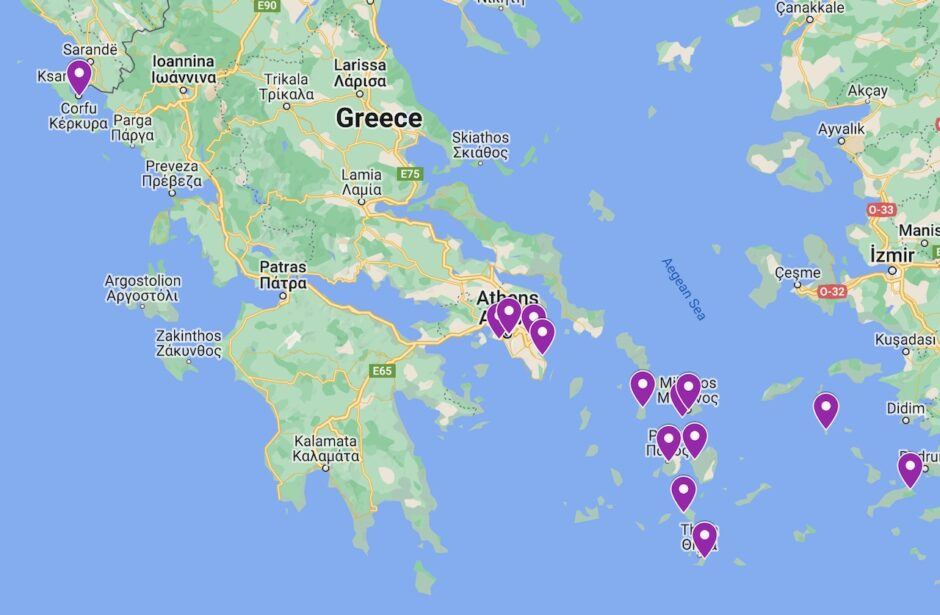 Google My Maps of the best islands in Greece
