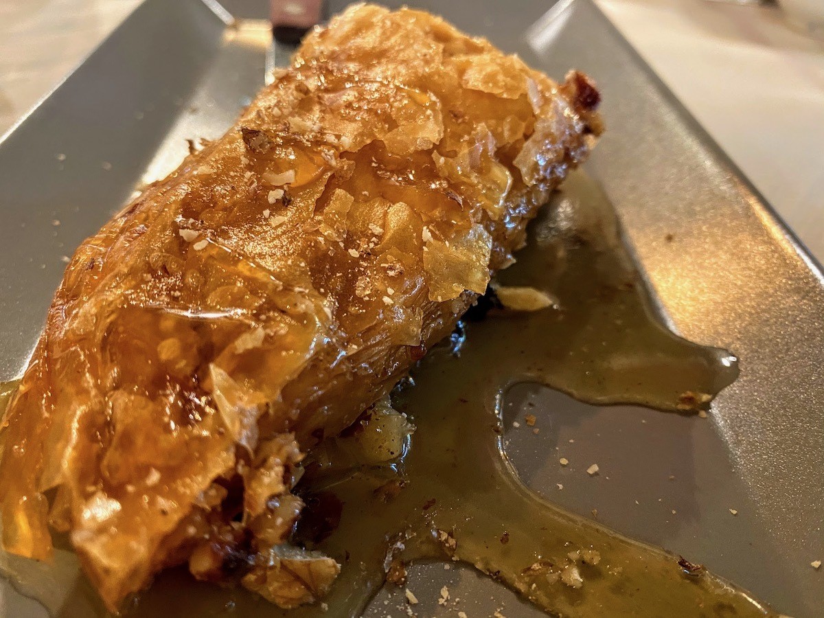 Baklava layers of filo pastry smothered in honey