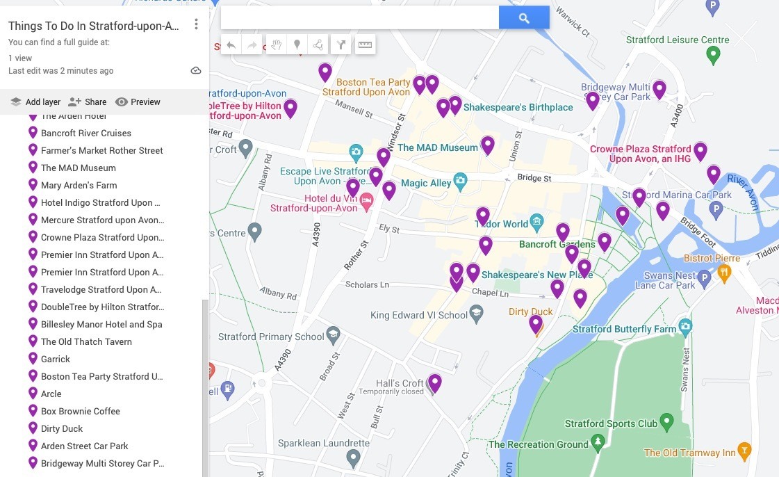 Good map of things to do in Stratford-upon-Avon