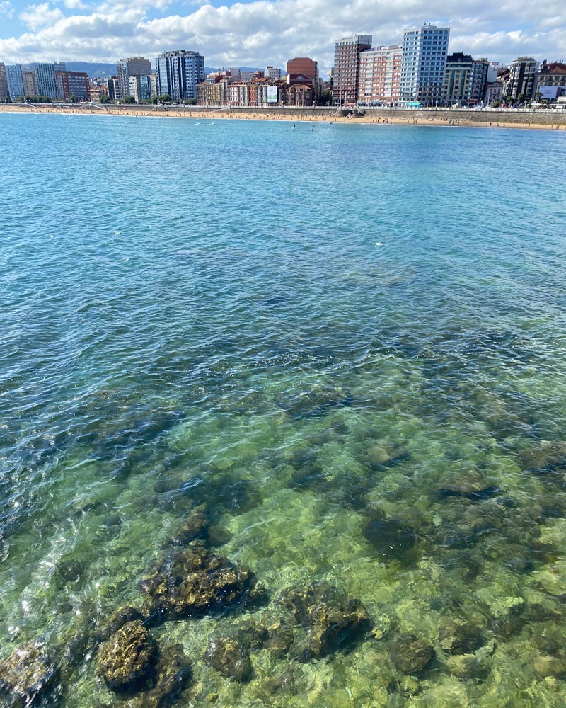 Crystal-clear waters in Gijón Spain
