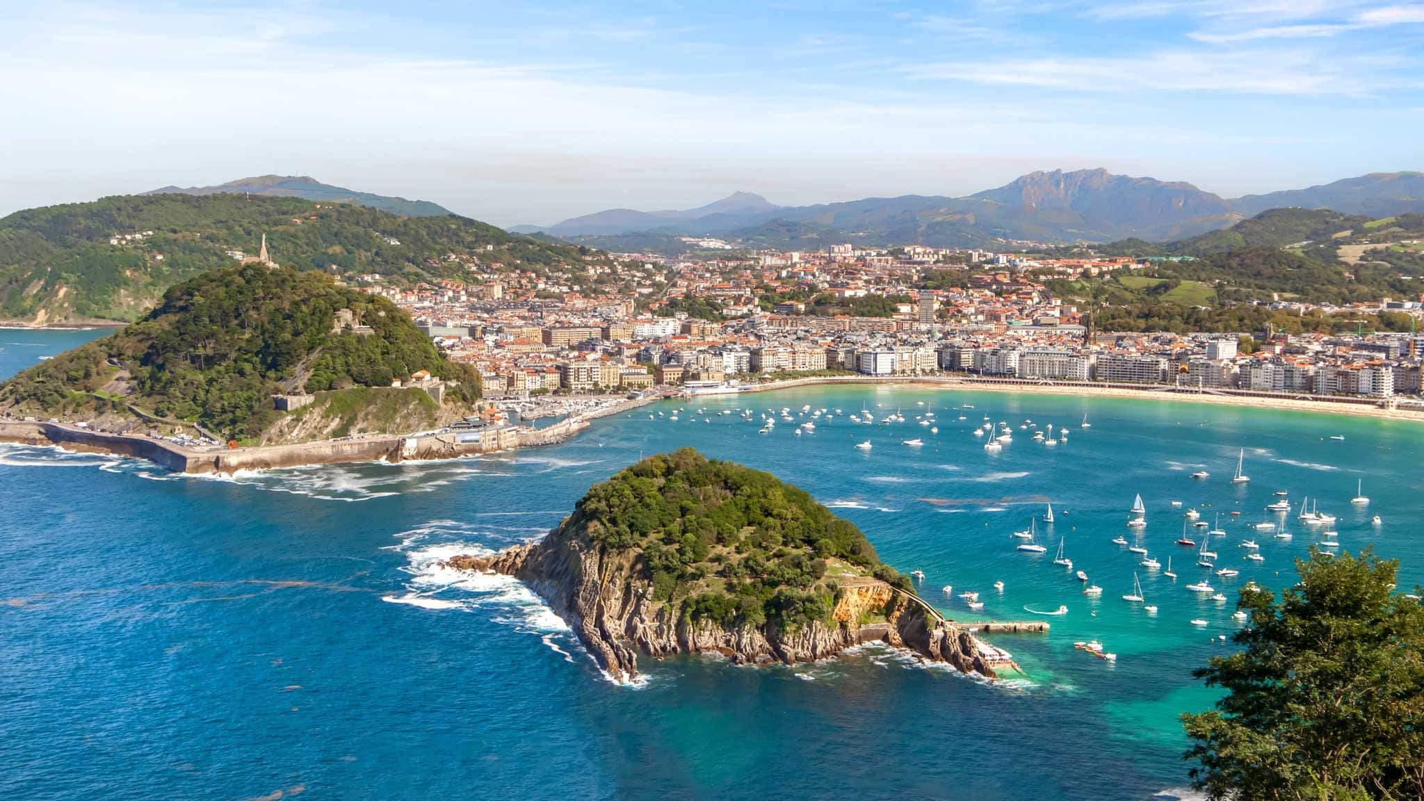 Views over the harbour in San Sebastian, one of the best places to visit in Spain