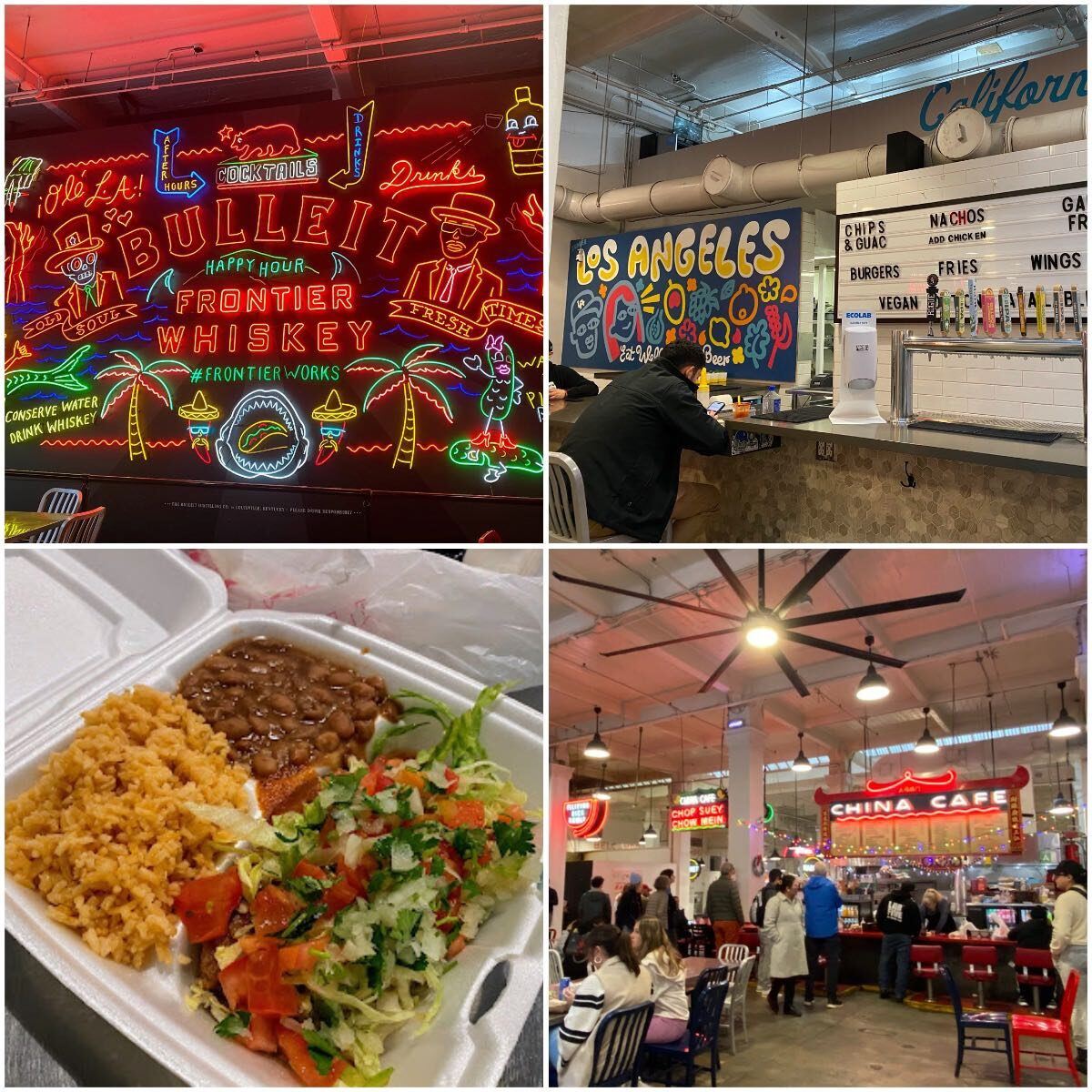 collage of food stalls in grand central market