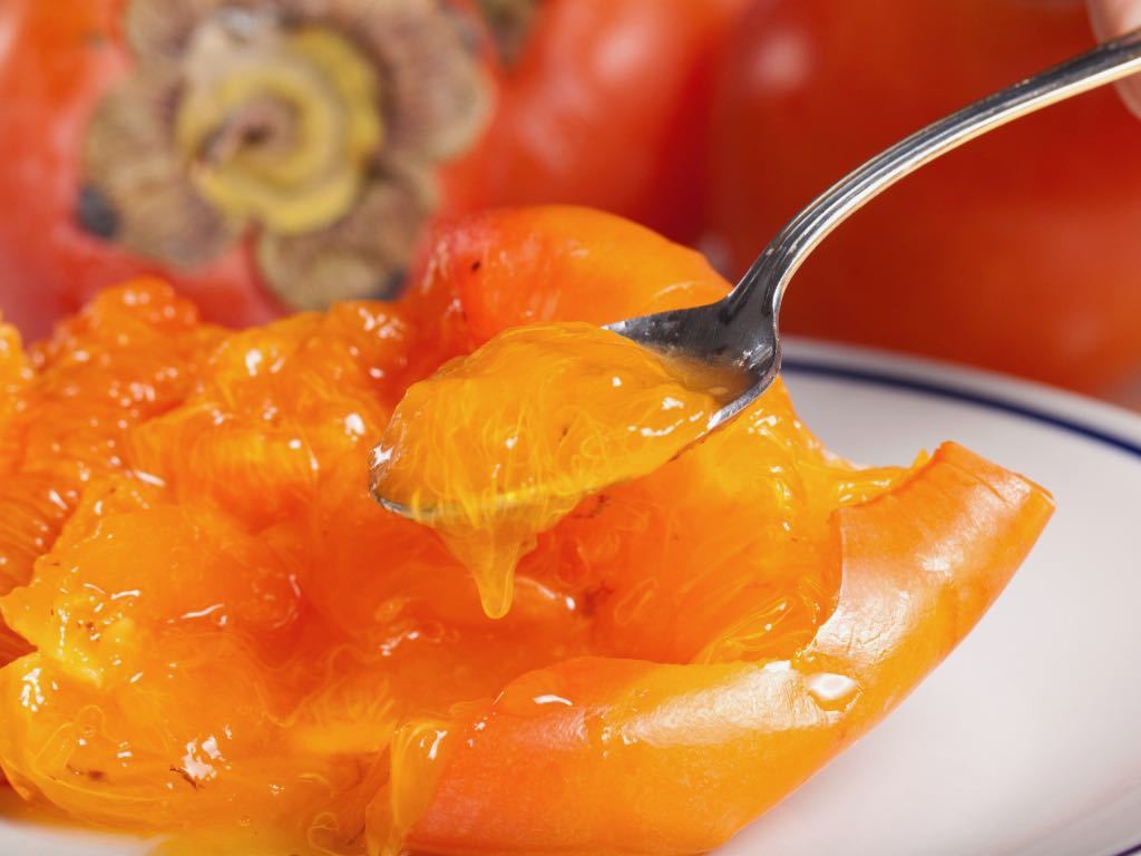 persimmon on a spoon