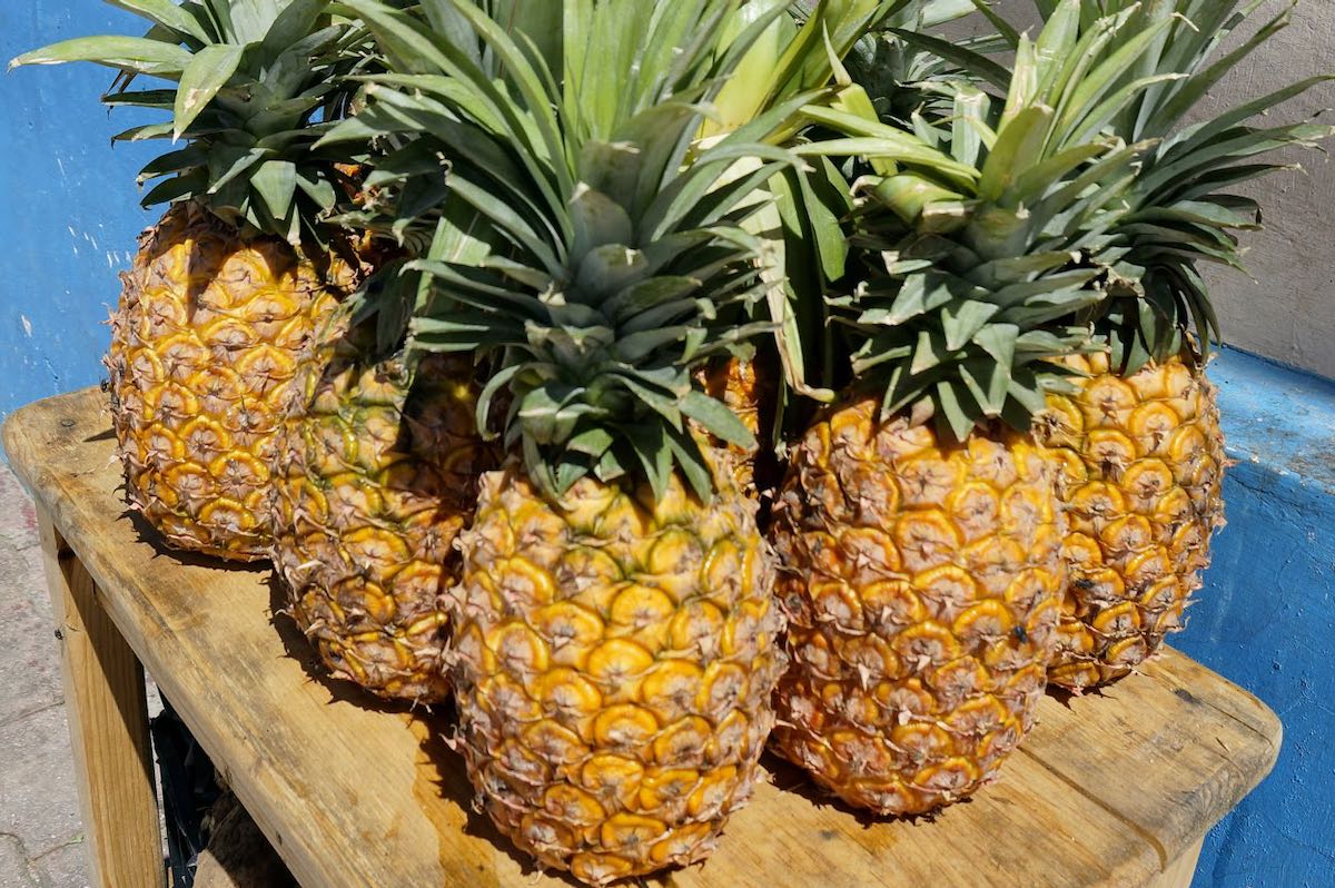 pineapples on a wooden table