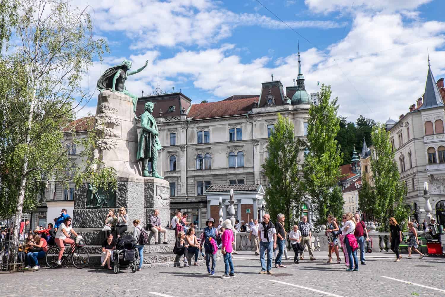 Statues, squares and buildings of Ljubljana Old Town