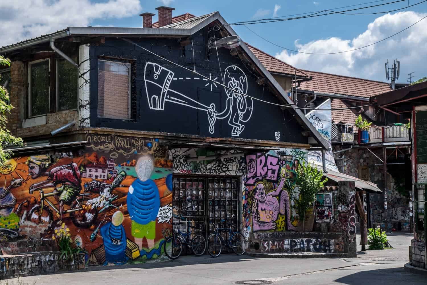 Wall art murals in Metelkova in Ljubljana, Slovenia