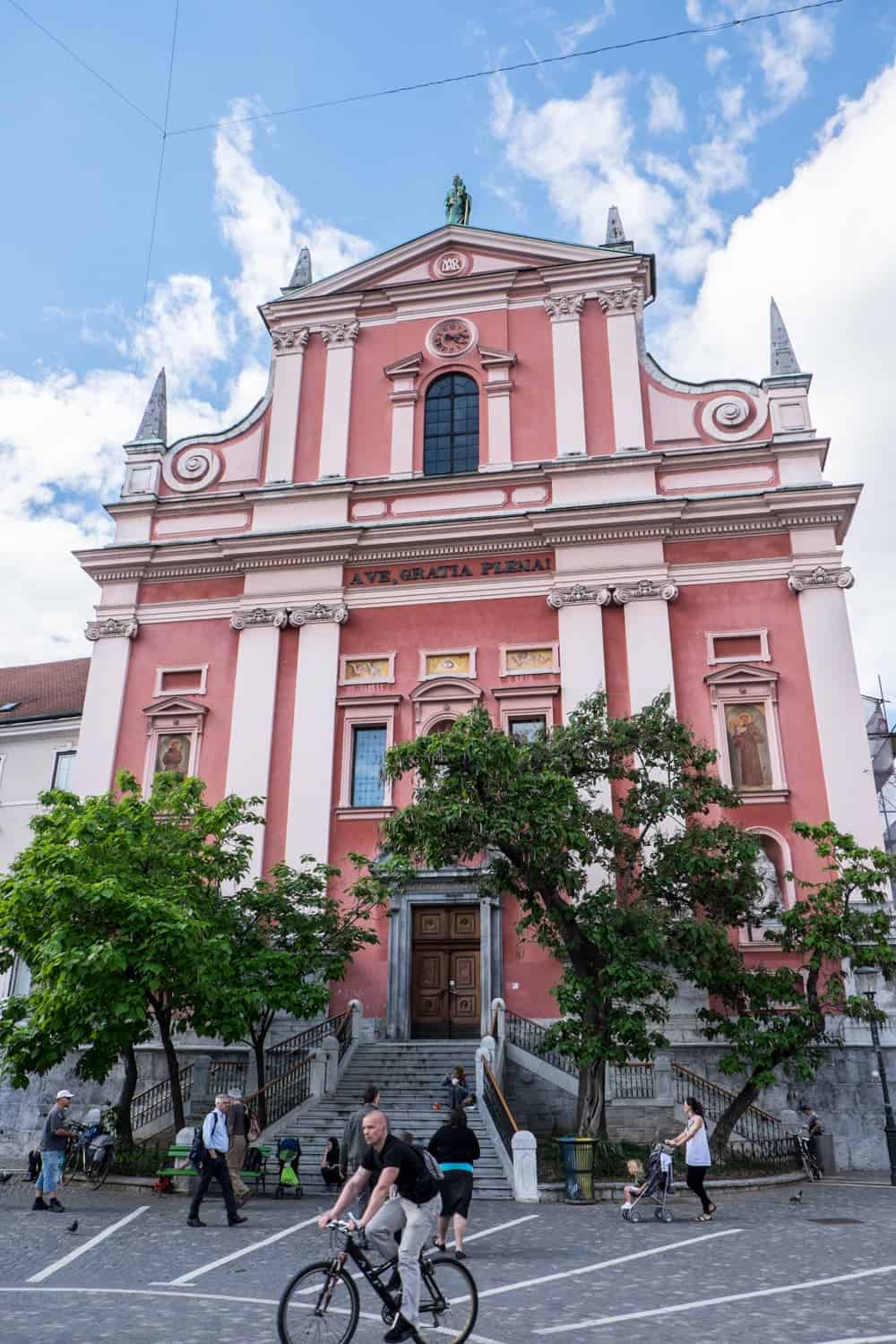 The Franciscan Church of the Annunciation on Prešeren Square in Ljubljana, Slovenia