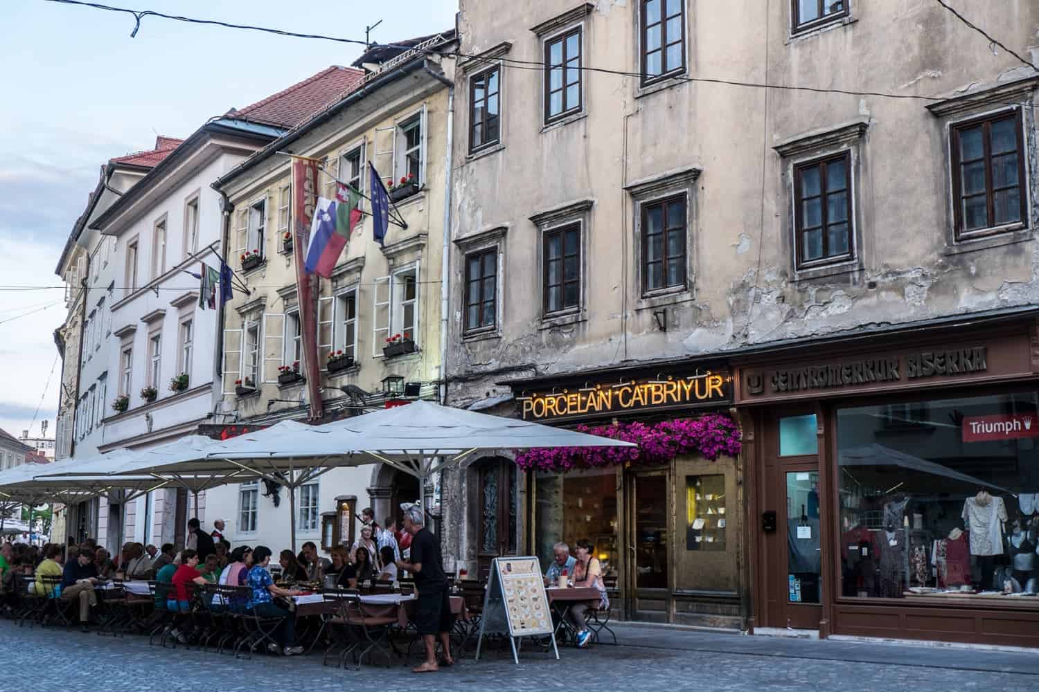 Al freso dining in Ljubljana Old Town, Slovenia