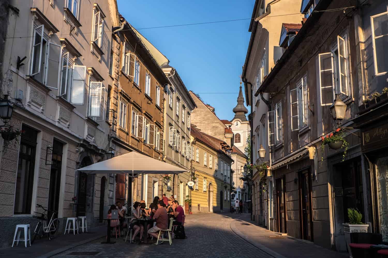 Dining alfresco in Ljubljana Old Town streets