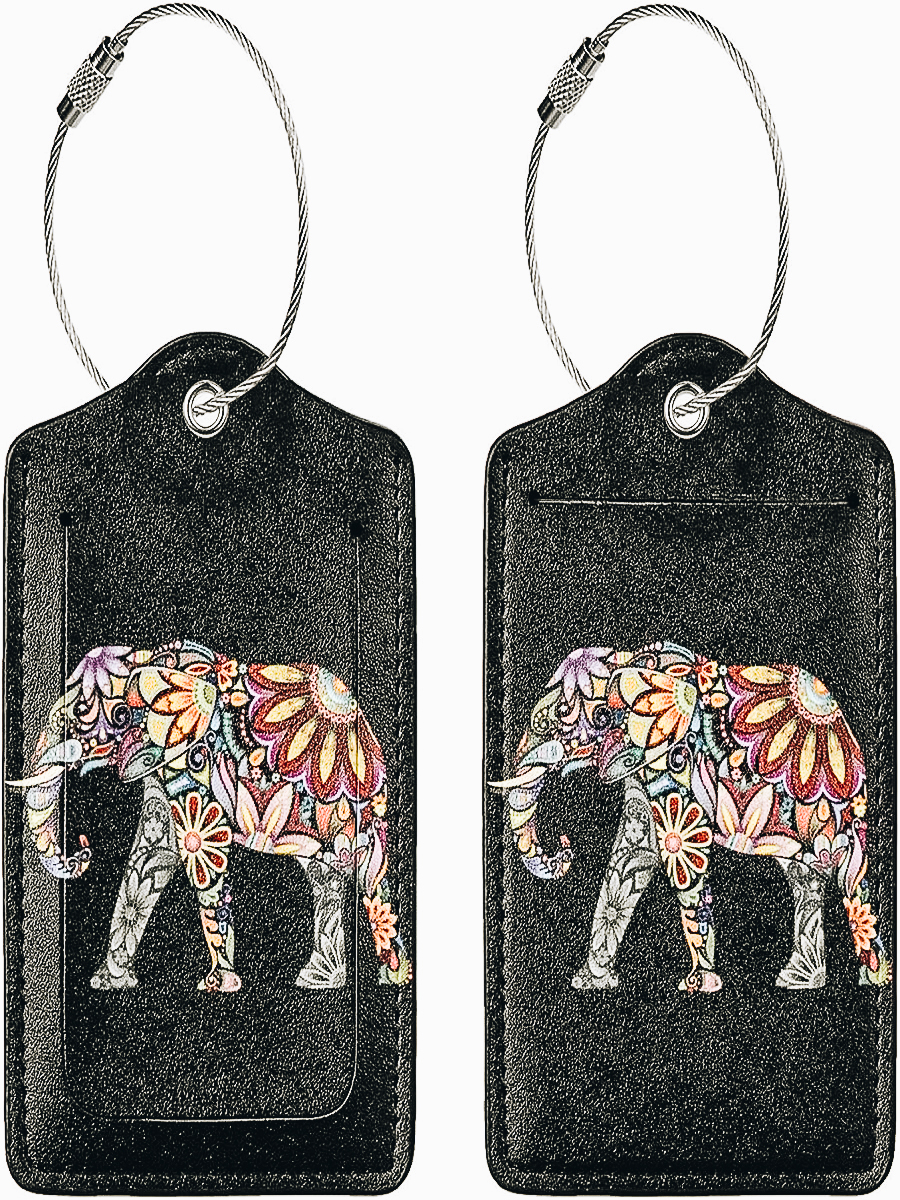 Black Indian Elephant Luggage Tag