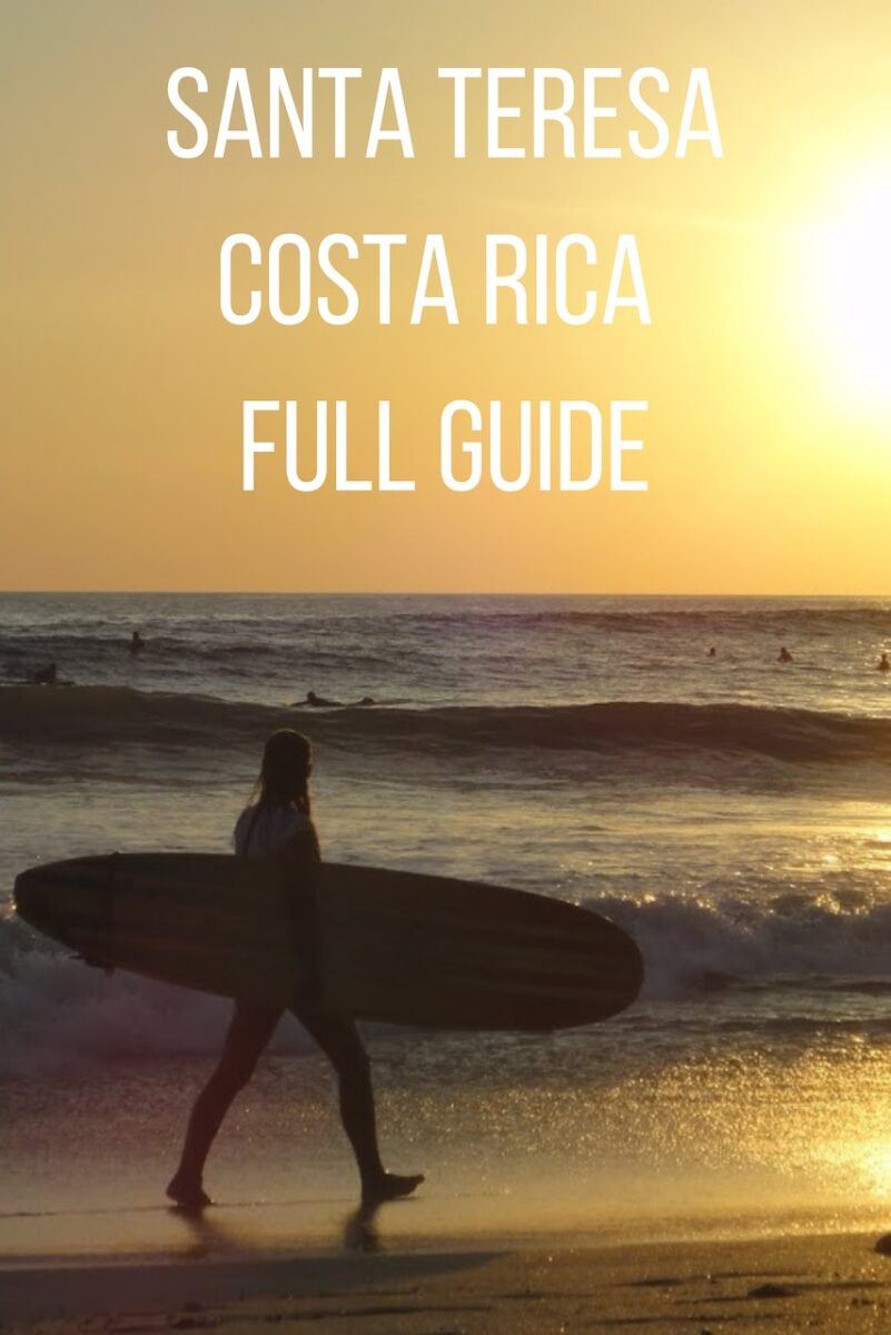 Text on image of girl with surfboard on beach for pinterest.