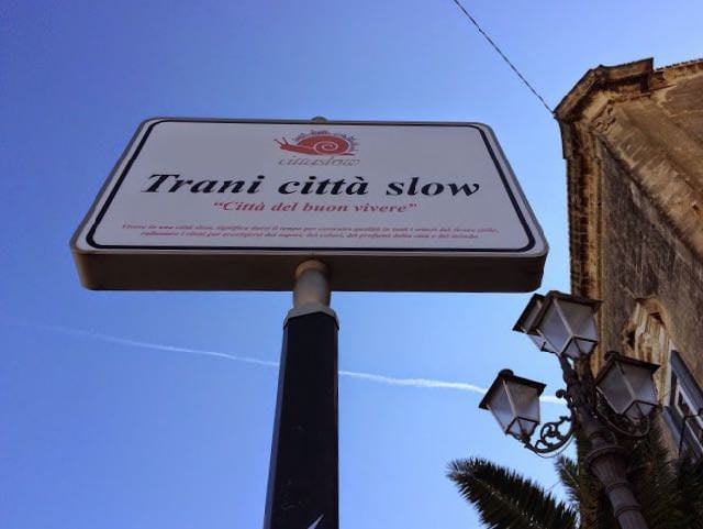 Slow Food movement sign in Trani