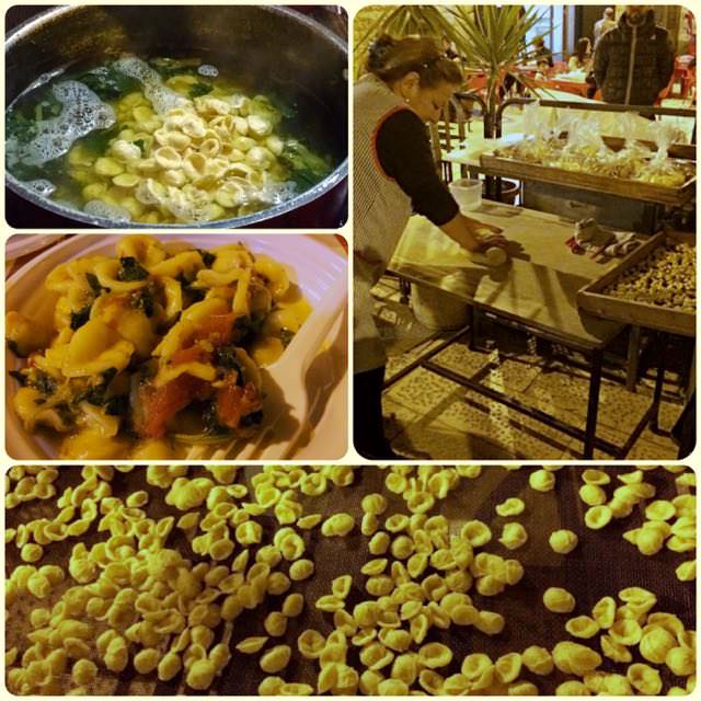 Collage Orecchiette Pasta rolled, cooked and served