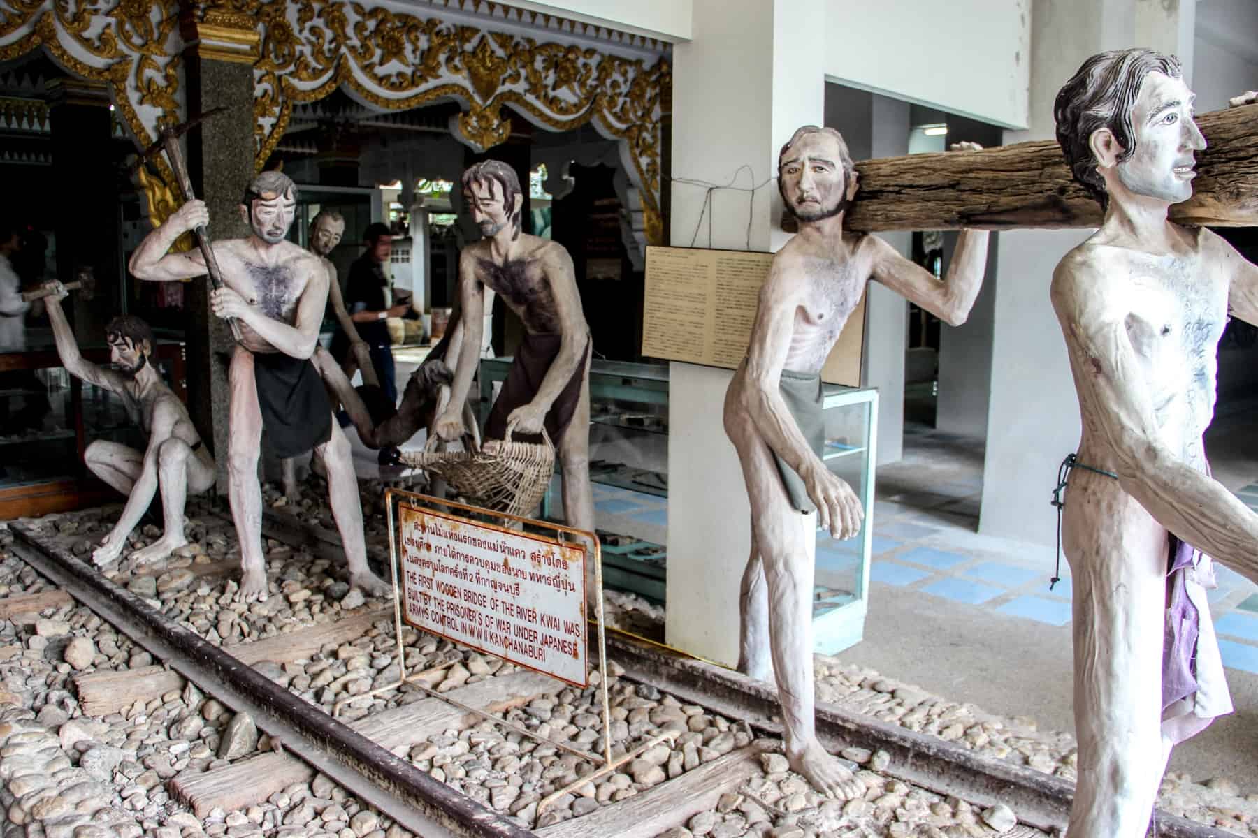 Museum exhibit showing the Prisoners of War constructing the Thai-Burma Death Railway