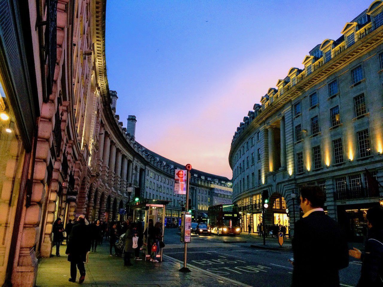 Regents Street at dusk London