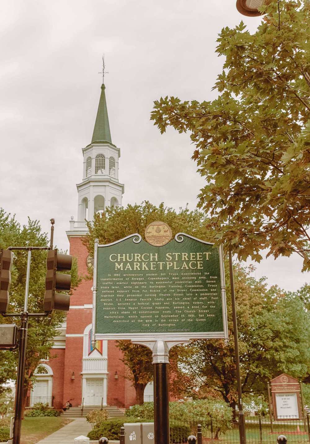 Church Street in Burlington In Vermont