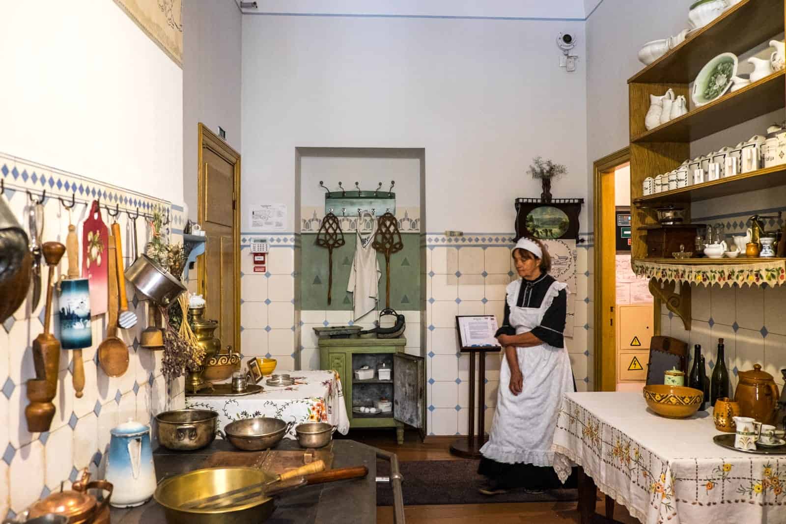 Kitchen inside the Art Nouveau museum in Riga, Latvia