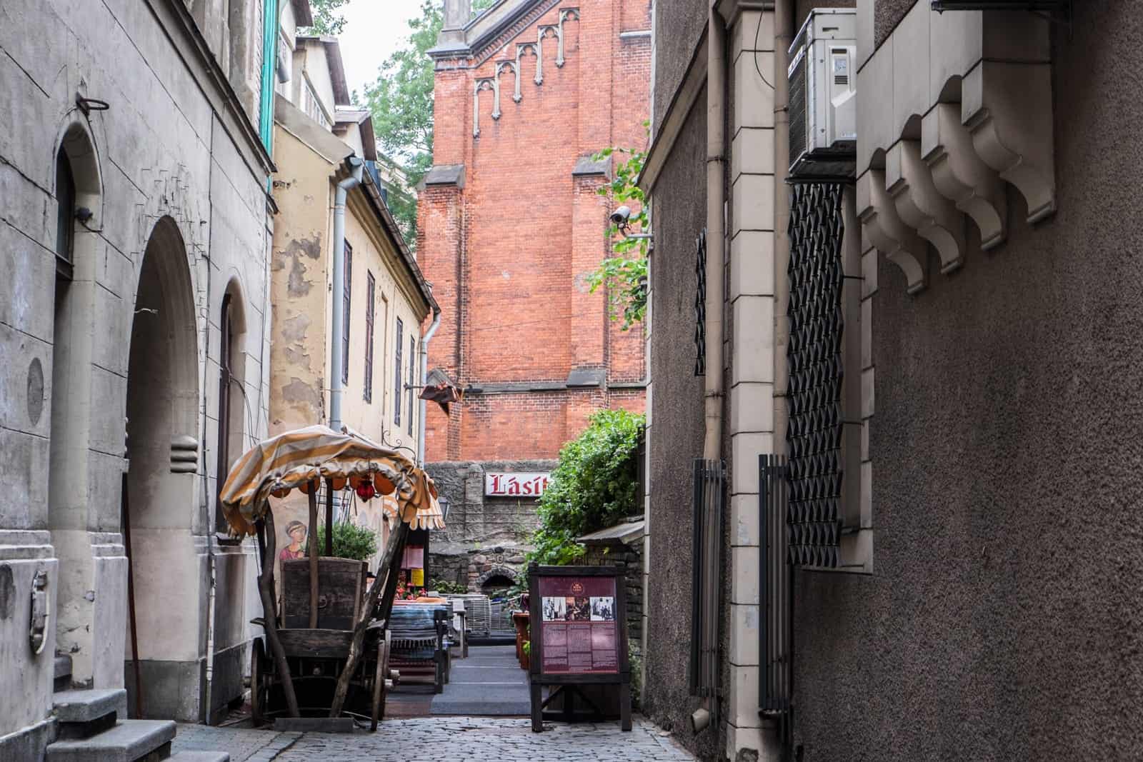 Hidden cafe in a side street in Riga Old Town