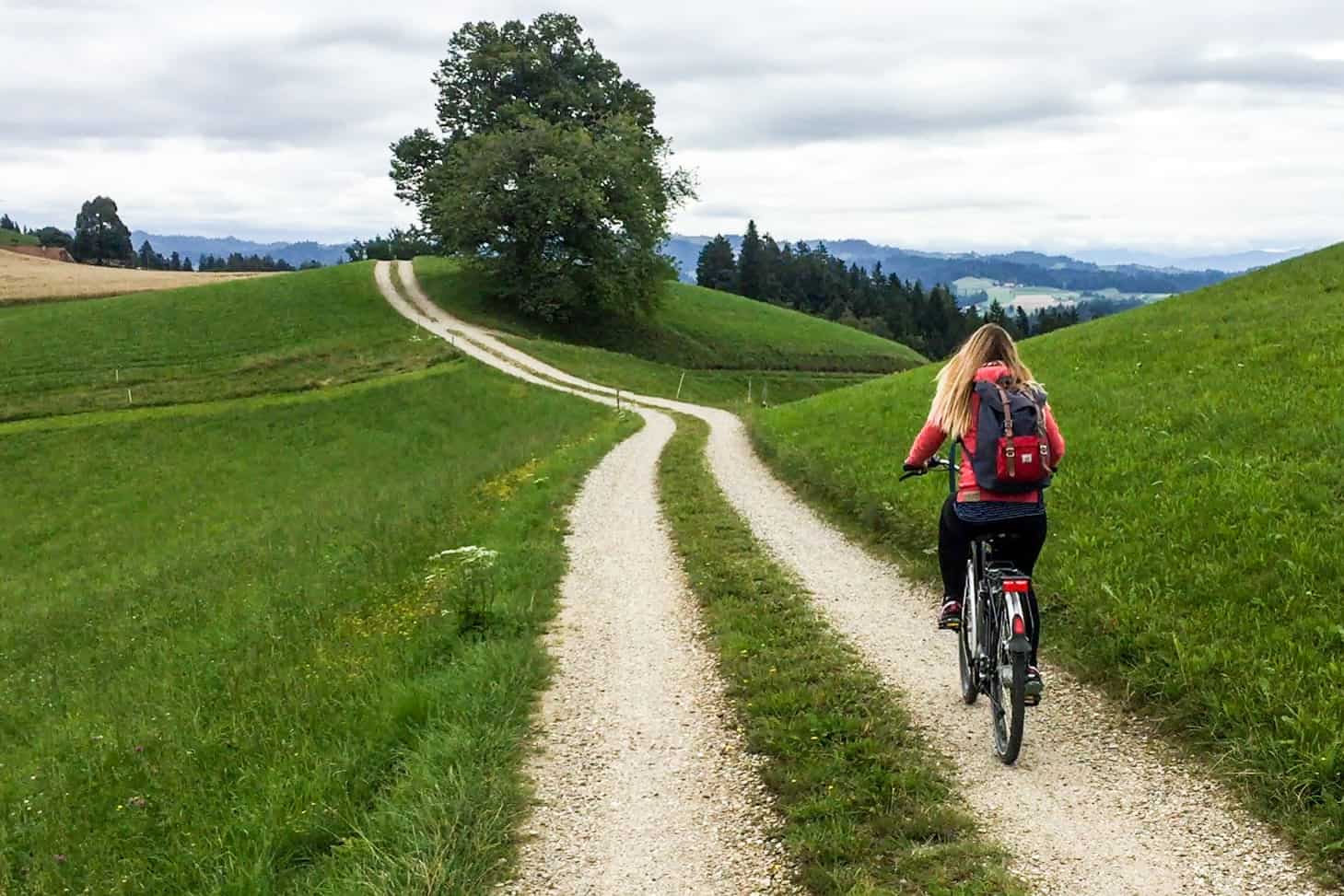 Cycling in The Emmental Valley in Switzerland, close to the city of Bern