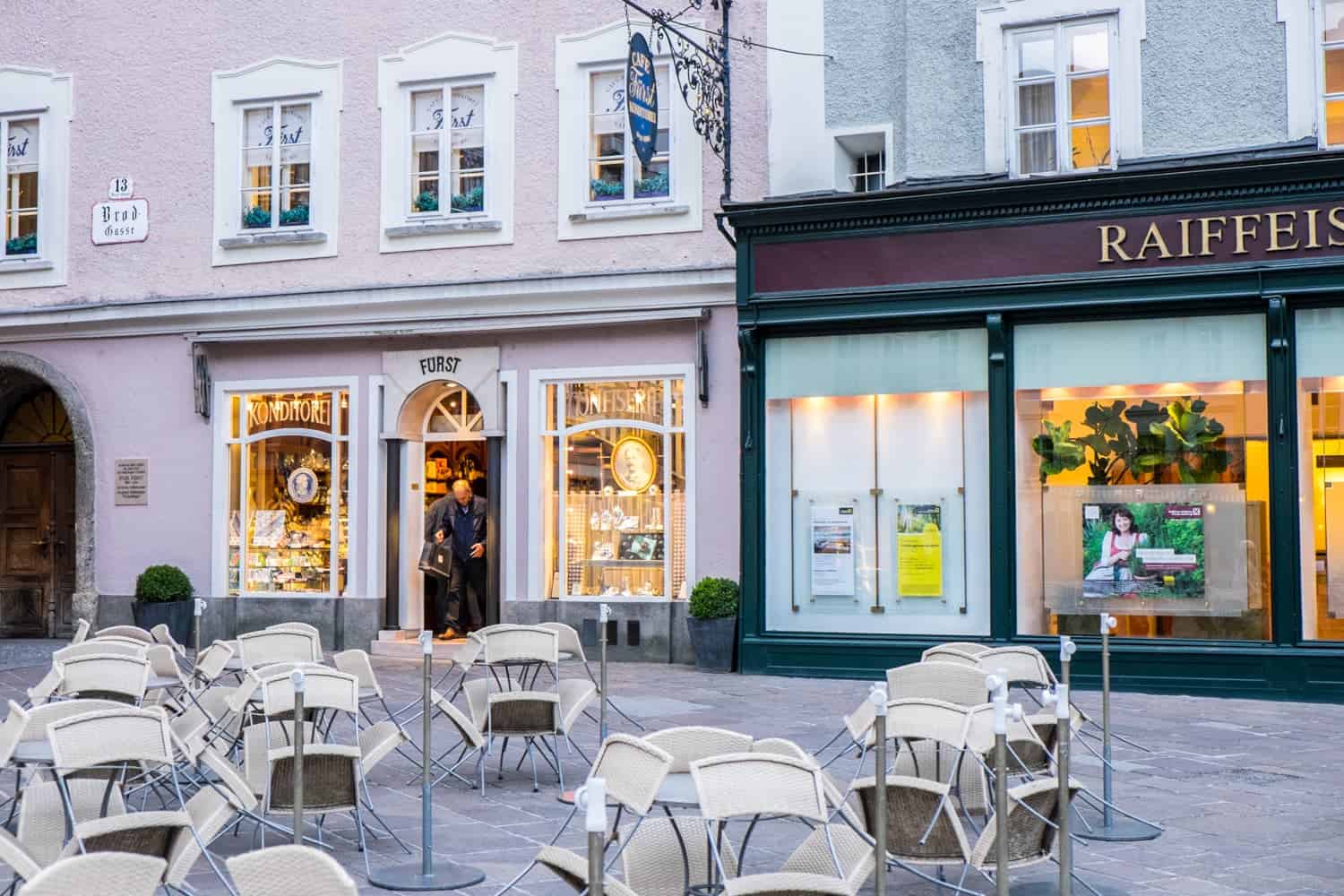 Furst chocolate shop in Salzburg, Austria, home of the Mozartkugel