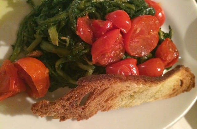 tomatoes and vegetables on bread