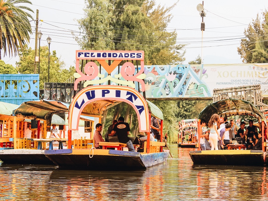 Trajinera Boats in Xochimilco Mexico