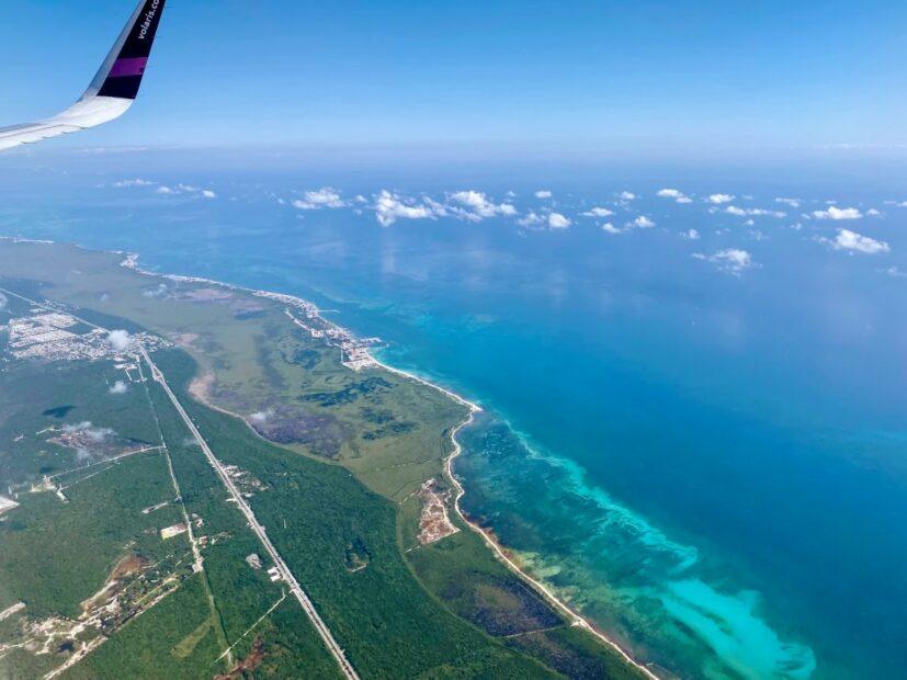 Flying over the Caribbean coast line