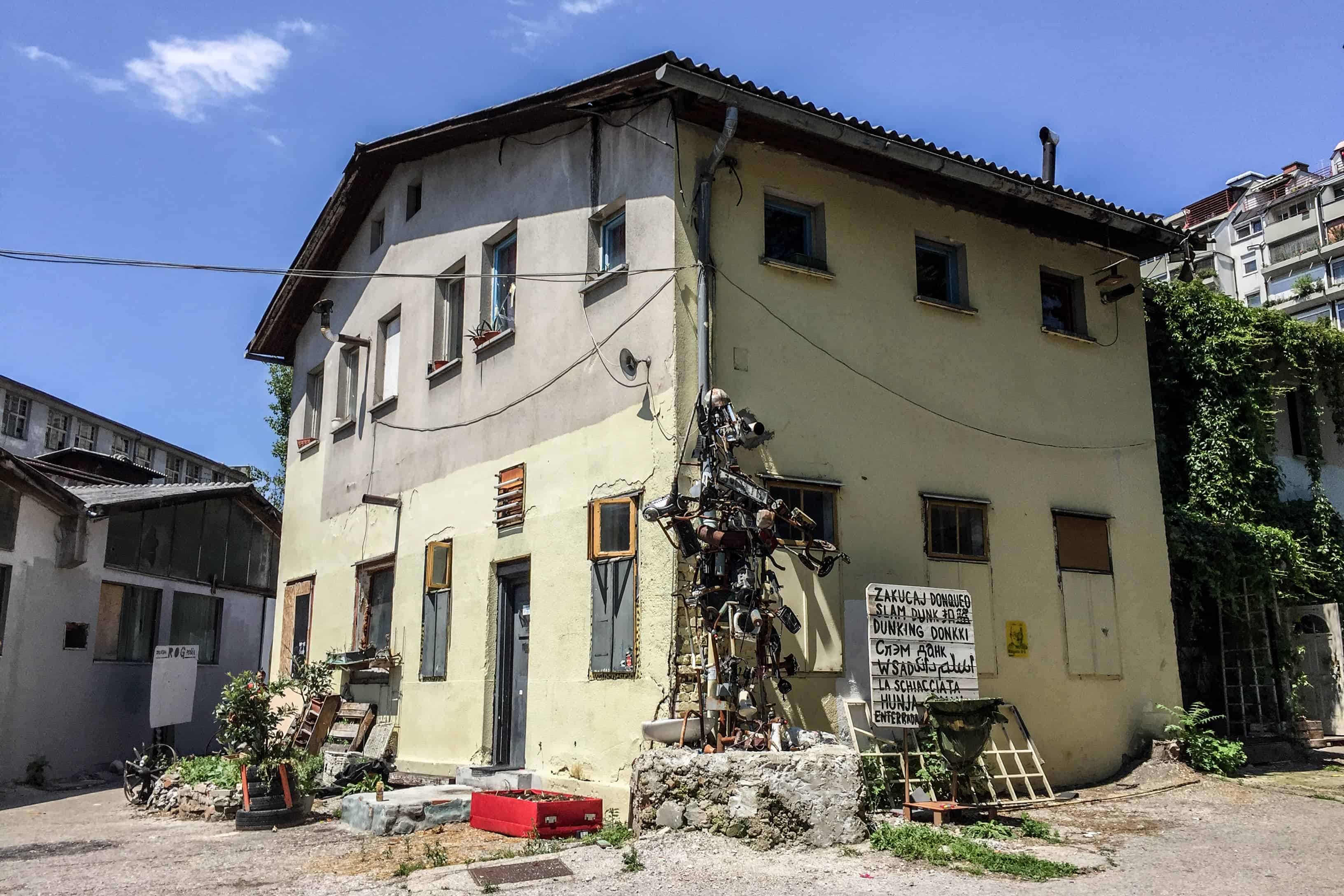 Art sculptures and studios inside the Rog Factory in Ljubljana, Slovenia